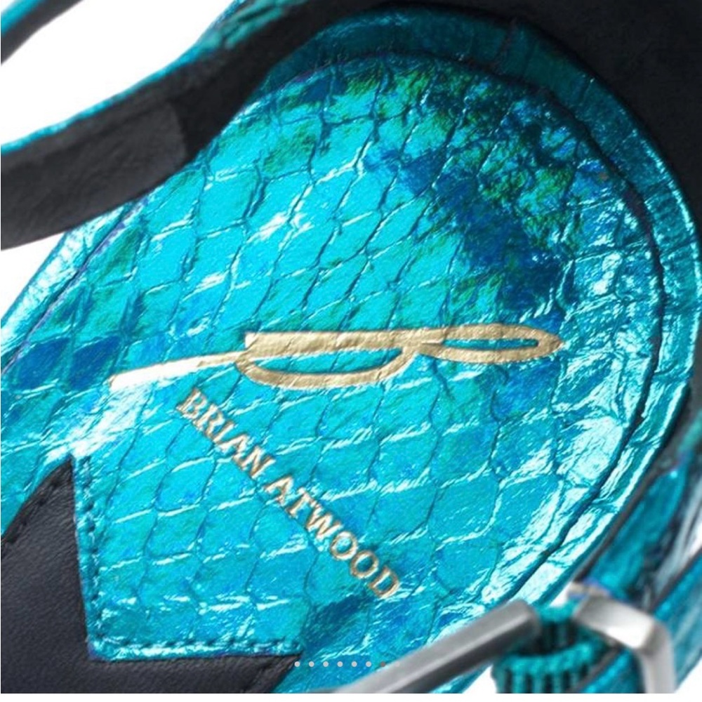 Brian Atwood Metallic Blue Python Embossed Leathe… - image 4